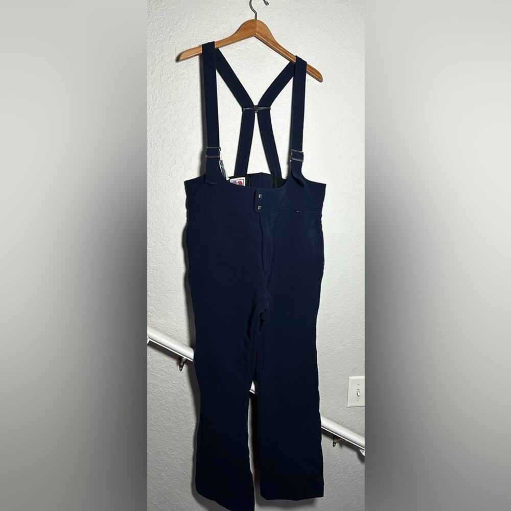 Vintage Peregrine Navy Blue Snow Bib Ski Overalls Wool 1988 Vail Lift Ticket